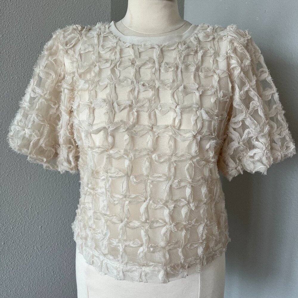 Anthropologie's Sarah Hann Women's Ivory Karla Textured Top